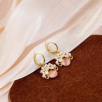 Fashion Pink Opal Inlaid Pearl Simple Sweet Alloy Earrings main image 6