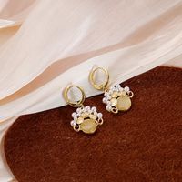 Mode Rosa Opal Intarsien Perle Einfache Süße Alloy Ohrringe sku image 1