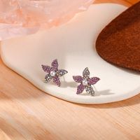 Fashion New Spring And Summer Inlay Colorful Crystals Star Pearl Ear Studs main image 3