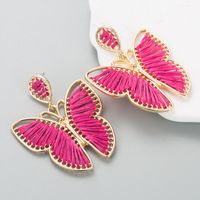 Fashion Alloy Hand-woven Multicolor Butterfly Green Pendant Earrings main image 3