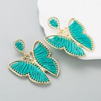 Fashion Alloy Hand-woven Multicolor Butterfly Green Pendant Earrings sku image 1