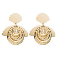 Fashion Unique Alloy Plated Gold Women's Pearl Creative Earrings main image 5
