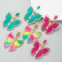 Fashion Alloy Hand-woven Multicolor Butterfly Green Pendant Earrings main image 1