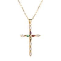 Fashion Gold-plated Copper Pendant Inlaid Zircon Cross Necklace Accessories main image 5