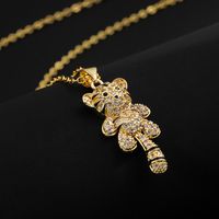 Fashion Copper Plated Real Gold Micro Inlaid Zircon Ornament Little Tiger Pendant Necklace main image 3