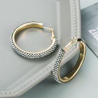 Fashion C Shape Diamond Metal Artificial Rhinestones Earrings main image 3