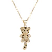 Fashion Copper Plated Real Gold Micro Inlaid Zircon Ornament Little Tiger Pendant Necklace main image 4