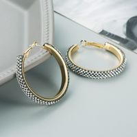 Fashion C Shape Diamond Metal Artificial Rhinestones Earrings main image 4