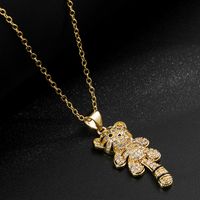 Fashion Copper Plated Real Gold Micro Inlaid Zircon Ornament Little Tiger Pendant Necklace main image 5