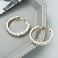 Fashion C Shape Diamond Metal Artificial Rhinestones Earrings sku image 1