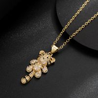 Fashion Copper Plated Real Gold Micro Inlaid Zircon Ornament Little Tiger Pendant Necklace main image 6