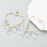 Fashion Heart-shaped Alloy Tassel Transparent Pendant Earrings Women main image 1