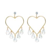 Fashion Heart-shaped Alloy Tassel Transparent Pendant Earrings Women main image 4