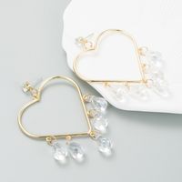 Fashion Heart-shaped Alloy Tassel Transparent Pendant Earrings Women main image 5
