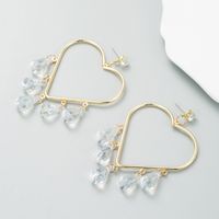 Fashion Heart-shaped Alloy Tassel Transparent Pendant Earrings Women main image 6