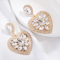 Mode Multi-schicht Herz-förmigen Legierung Diamant-embedded Bunte Strass Ohrringe sku image 1