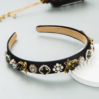 Fashion New Bee Rhinestone-encrusted Pearl Hair Accessories Headband Ornament sku image 2