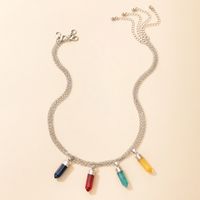 Fashion Ethnic Natural Stone Imitated Crystal Multicolor Hexagon Prism Pendant Necklace main image 3