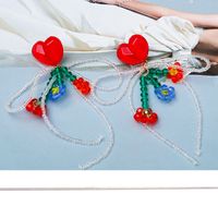 Fashion Creative Heart Bow Flower Tassel Handmade Beaded Stud Earrings main image 4