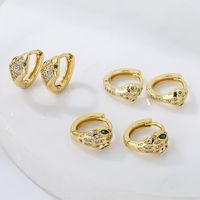 Fashion New Copper Plating 18k Gold Inlaid Zircon Snake-shaped Small Earrings main image 5