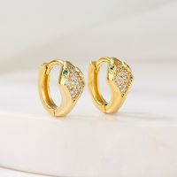Fashion New Copper Plating 18k Gold Inlaid Zircon Snake-shaped Small Earrings main image 2