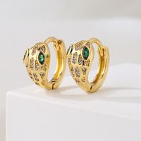 Fashion New Copper Plating 18k Gold Inlaid Zircon Snake-shaped Small Earrings main image 3