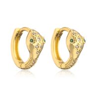 Fashion New Copper Plating 18k Gold Inlaid Zircon Snake-shaped Small Earrings sku image 1
