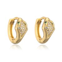 Fashion New Copper Plating 18k Gold Inlaid Zircon Snake-shaped Small Earrings sku image 2