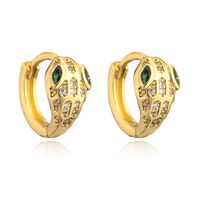 Fashion New Copper Plating 18k Gold Inlaid Zircon Snake-shaped Small Earrings sku image 3