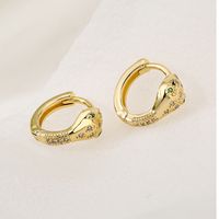 Fashion New Copper Plating 18k Gold Inlaid Zircon Snake-shaped Small Earrings main image 4