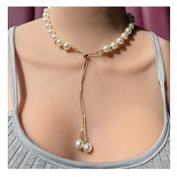 Mode Simple Pull Pearl-sur Petit Perles Pendentif Femme Collier main image 6