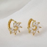 Mode Kupfer Galvani Siertes Echtgold Mikro Intarsien Zirkon Geometrische Ohrringe main image 2