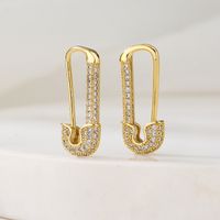 Fashion Copper Electroplated Real Gold Micro Inlaid Zircon Geometric Earrings main image 4