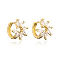 Fashion Copper Electroplated Real Gold Micro Inlaid Zircon Geometric Earrings sku image 1