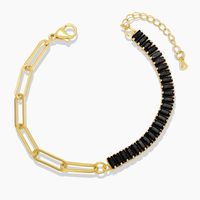 Fashion Simple Thick Chain Stitching Rectangular Zircon Inlaid Bracelet sku image 4