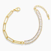 Fashion Simple Thick Chain Stitching Rectangular Zircon Inlaid Bracelet sku image 5