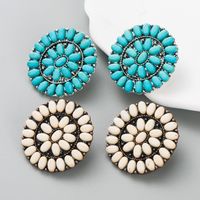 Fashion Turquoise Blue White Beads Alloy Stud Earrings main image 1