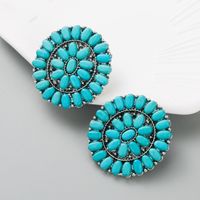 Fashion Turquoise Blue White Beads Alloy Stud Earrings main image 5