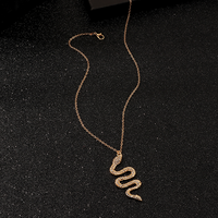 Creative Pop Serpent Necklace Metal Diamond Pendant sku image 5