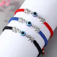 Fashion New Creative Silver Elephant Strap Eyes Round Beads Woven Adjustable Bracelet main image 1