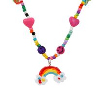Cute Plastic Resin Cartoon Character Rainbow Pattern Necklace Beads sku image 1