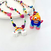 Cute Plastic Resin Cartoon Character Rainbow Pattern Necklace Beads main image 1