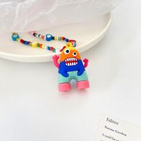 Cute Plastic Resin Cartoon Character Rainbow Pattern Necklace Beads main image 3