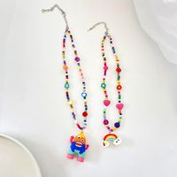 Cute Plastic Resin Cartoon Character Rainbow Pattern Necklace Beads main image 4