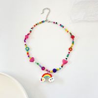 Cute Plastic Resin Cartoon Character Rainbow Pattern Necklace Beads main image 5