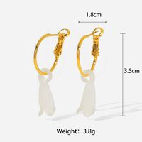 Fashion 18k Gold White Magnolia Flower Pendant Stainless Steel Earrings sku image 1
