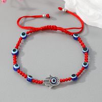 New Vintage Style Palm Blue Eyes Pendant Round Beads Adjustable Bracelet sku image 2