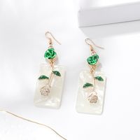 Fashion Simple Acrylic Rose Flower Acrylic Alloy Eardrops Earrings sku image 1