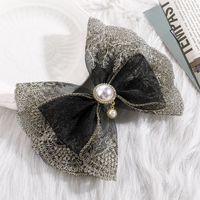 Women's Cute Sweet Bow Knot Lace Hair Accessories Inlaid Pearls Artificial Rhinestones Artificial Pearl Hair Clip 1 Piece main image 1