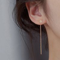 Fashion Simple Star Inlaid Zircon Long Tassel Drop Copper Earrings main image 7